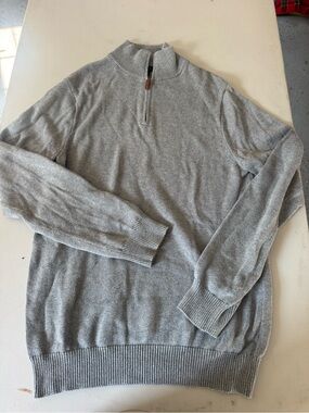 J. Crew Men's Heather Gray Quarter-Zip Sweater